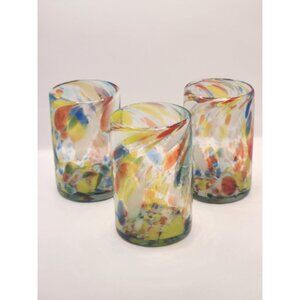 hand-blown Mexican glassware tumblers liquid confetti